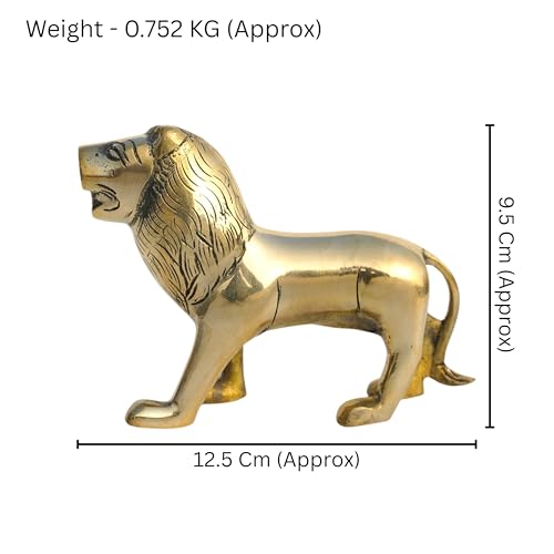 TREE MAISON CORONATING HOMES Brass Lion Statue | Weight - 762 G (Approx) | Size-5 Inch | Vastu Remedy | Zonal Placement -North-North-East | Lion Statue for Home Decor | Showpiece - Image 2