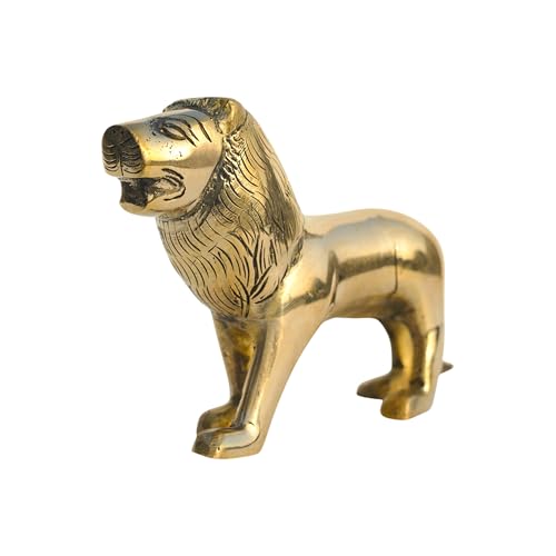 TREE MAISON CORONATING HOMES Brass Lion Statue | Weight - 762 G (Approx) | Size-5 Inch | Vastu Remedy | Zonal Placement -North-North-East | Lion Statue for Home Decor | Showpiece - Image 5