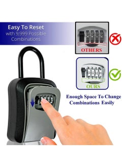 AROAQ Keys Lock Storage Box, Waterproof Keys Cabinet Organizer, Easy And Convenient Portable Four Digit Combination Lock Box, Resettable Code Safe Security Lock Key Box For Home, (1pc, Red)  - Image 2