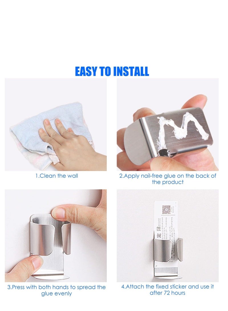 Captaintech 2 Pack Stainless Steel Toothbrush Holder, Waterproof Self Adhesive Wall Mounted Holder, Electric Toothbrush Holder, Suitable for Electric Toothbrush, Toothpaste, Facial Cleanser (Silver) - Image 4