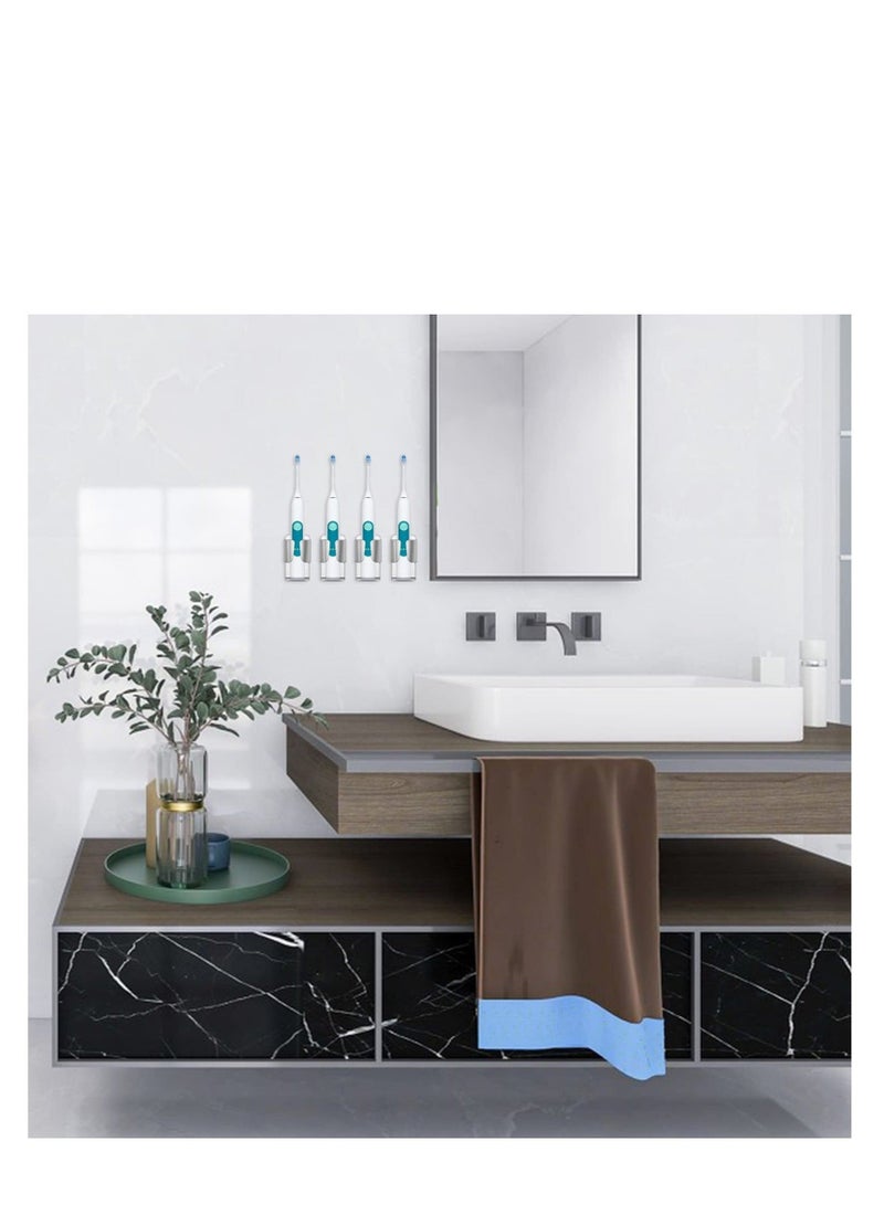 Captaintech 2 Pack Stainless Steel Toothbrush Holder, Waterproof Self Adhesive Wall Mounted Holder, Electric Toothbrush Holder, Suitable for Electric Toothbrush, Toothpaste, Facial Cleanser (Silver) - Image 5