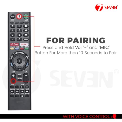 7-Seven 7 SEVEN® Compatible with Sony Bravia TV Remote RMF-TM300U RMF-TM310U Models Suitable for Smart 4K LED UHD OLED QLED Android Television with Bluetooth Voice Command - Pairing Must! - Image 2