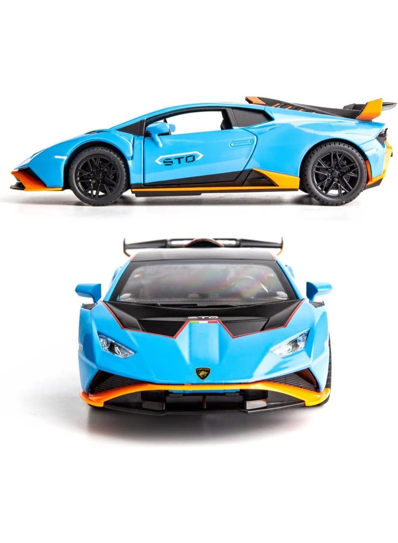 1:32 Lamborghini STO Hurricane Alloy Sports Car Model , Light & Sound Pull-Back Toy Car , Opening doors, Collectible Display , Model Car Gift For Boys And Girls Blue , 16.5 cm*8.5 cm*4.5 cm - Image 2