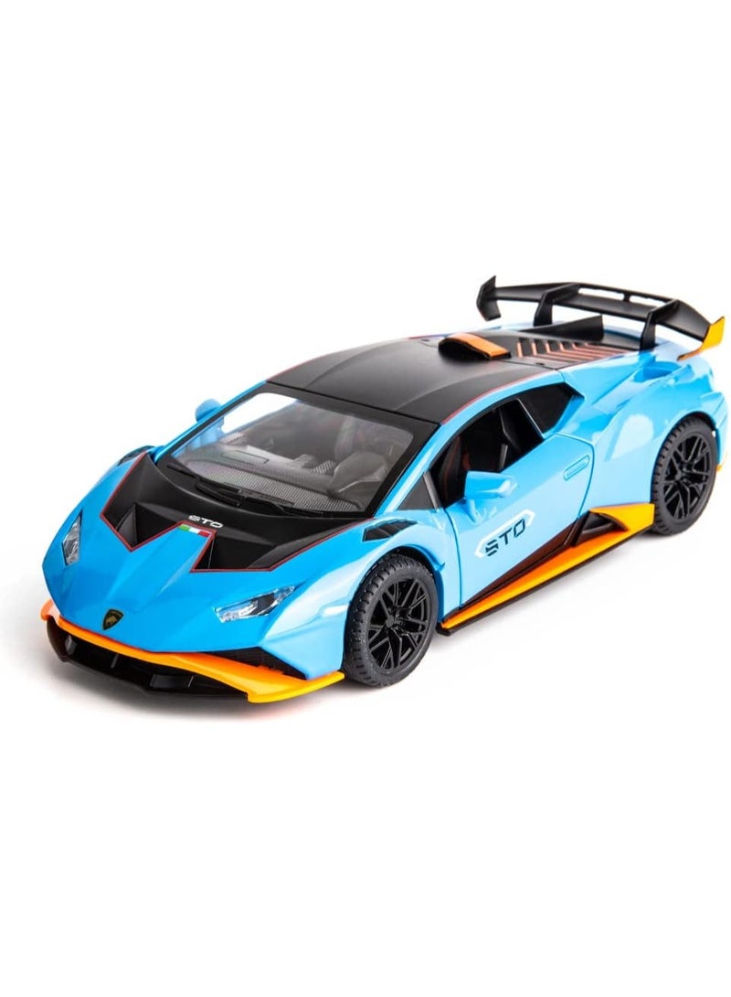 1:32 Lamborghini STO Hurricane Alloy Sports Car Model , Light & Sound Pull-Back Toy Car , Opening doors, Collectible Display , Model Car Gift For Boys And Girls Blue , 16.5 cm*8.5 cm*4.5 cm - Image 1