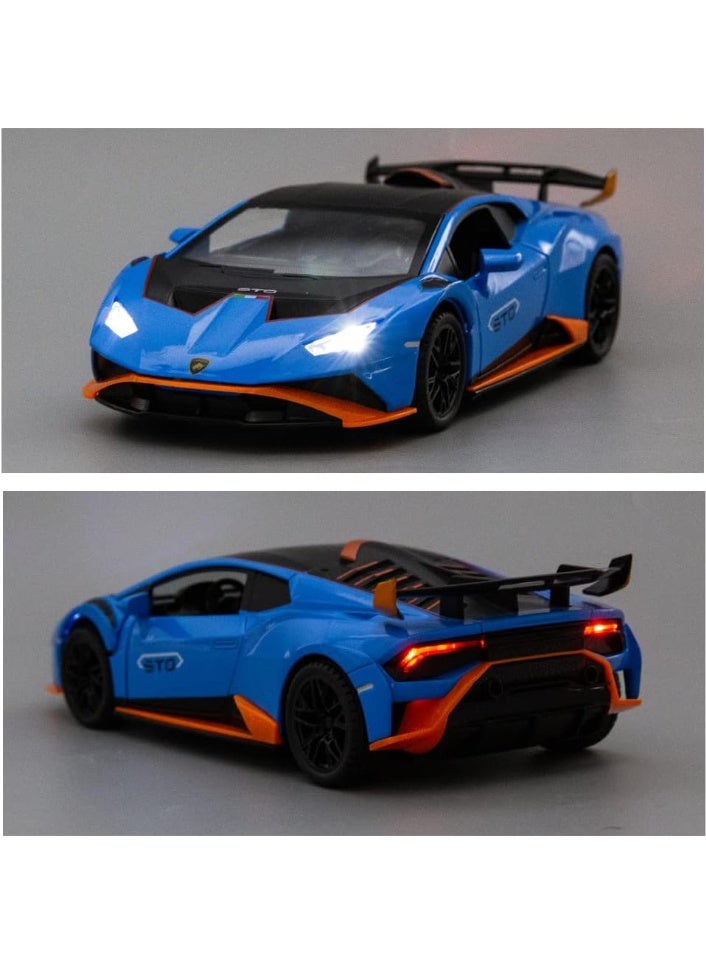 1:32 Lamborghini STO Hurricane Alloy Sports Car Model , Light & Sound Pull-Back Toy Car , Opening doors, Collectible Display , Model Car Gift For Boys And Girls Blue , 16.5 cm*8.5 cm*4.5 cm - Image 4