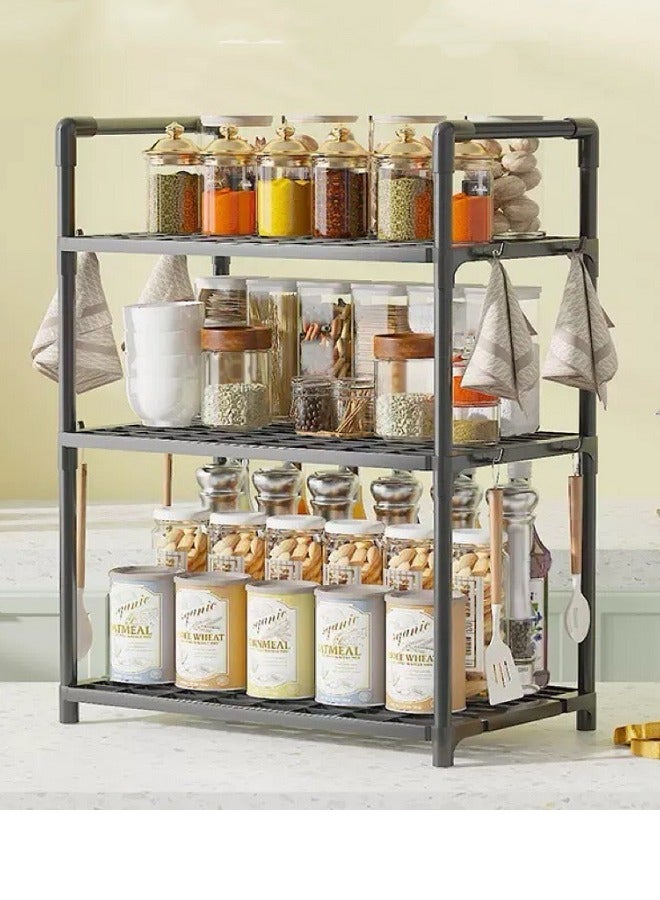 3 Tier Storage Shelves Kitchen Bakers Rack with Storage Cabinet Cupboard Organizer Bookcase Microwave Oven Stand for Living Room And Kitchen 50x27x73cm - Image 1