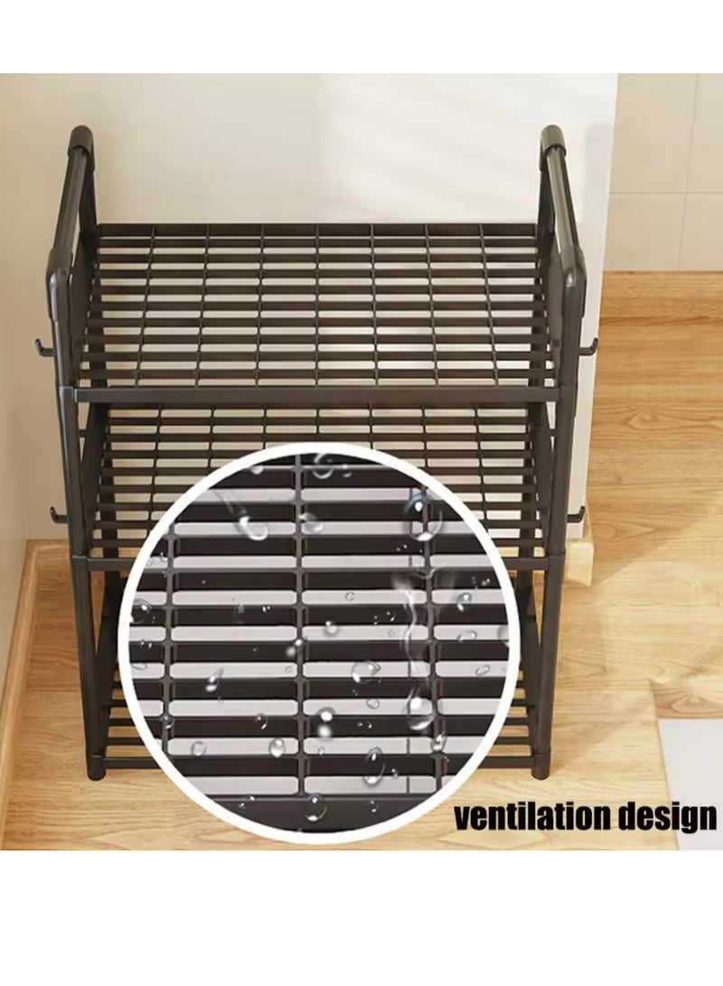 3 Tier Storage Shelves Kitchen Bakers Rack with Storage Cabinet Cupboard Organizer Bookcase Microwave Oven Stand for Living Room And Kitchen 50x27x73cm - Image 4