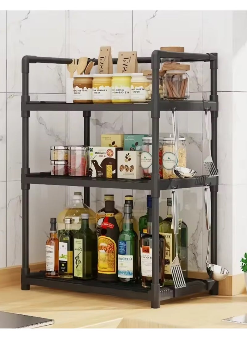 3 Tier Storage Shelves Kitchen Bakers Rack with Storage Cabinet Cupboard Organizer Bookcase Microwave Oven Stand for Living Room And Kitchen 50x27x73cm - Image 5