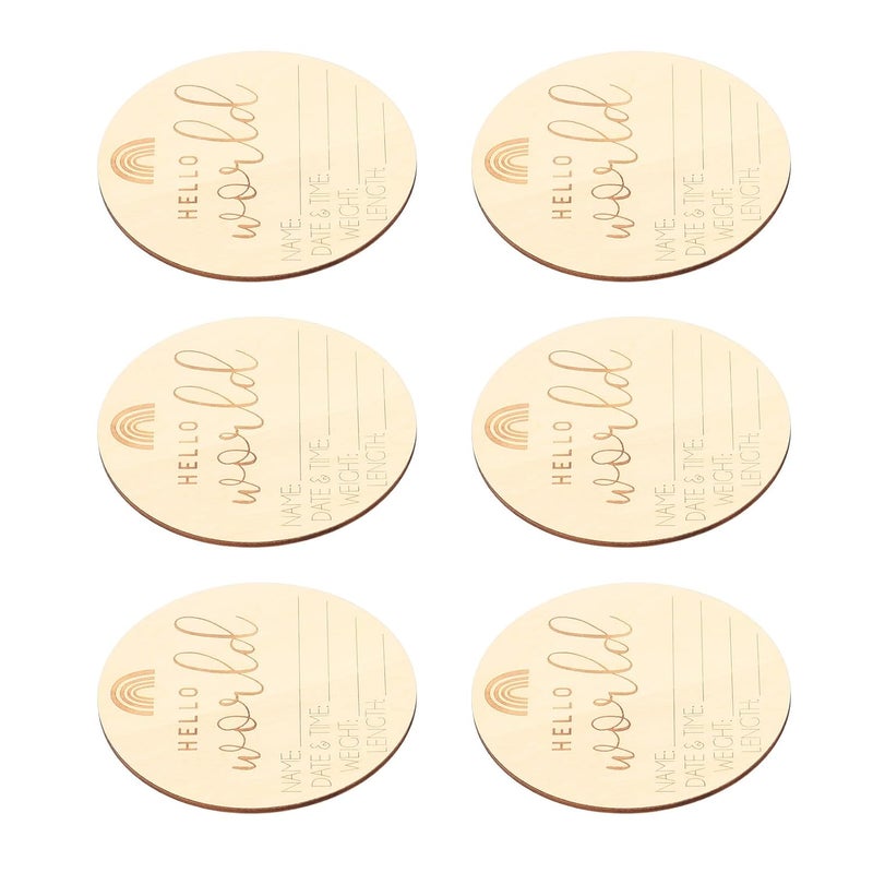 Birch Wood Baby Monthly Photo Cards Set Of 6 For Newborn Growth Milestone Markers - Image 3