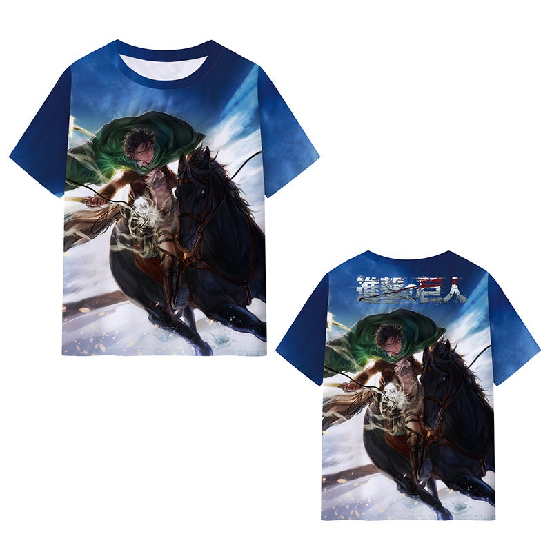 Attack Giant Attackt Shirt Short Sleeve Peripheral Milk Silk Full Color 3D Digital Printing Clothes Base Shirt - Image 1