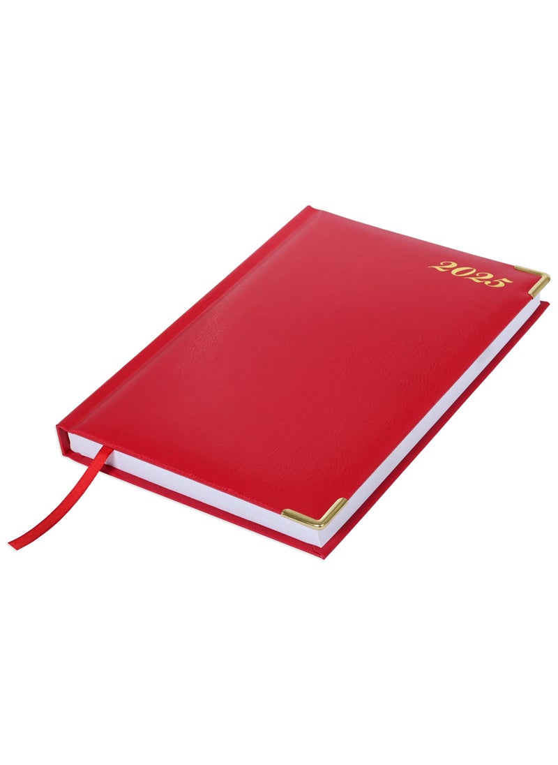 FIS Fis 2025 A5 Diary,Gold Corners,English Vinyl 1Side Padded Red -FSDI22E25RE  - Image 4