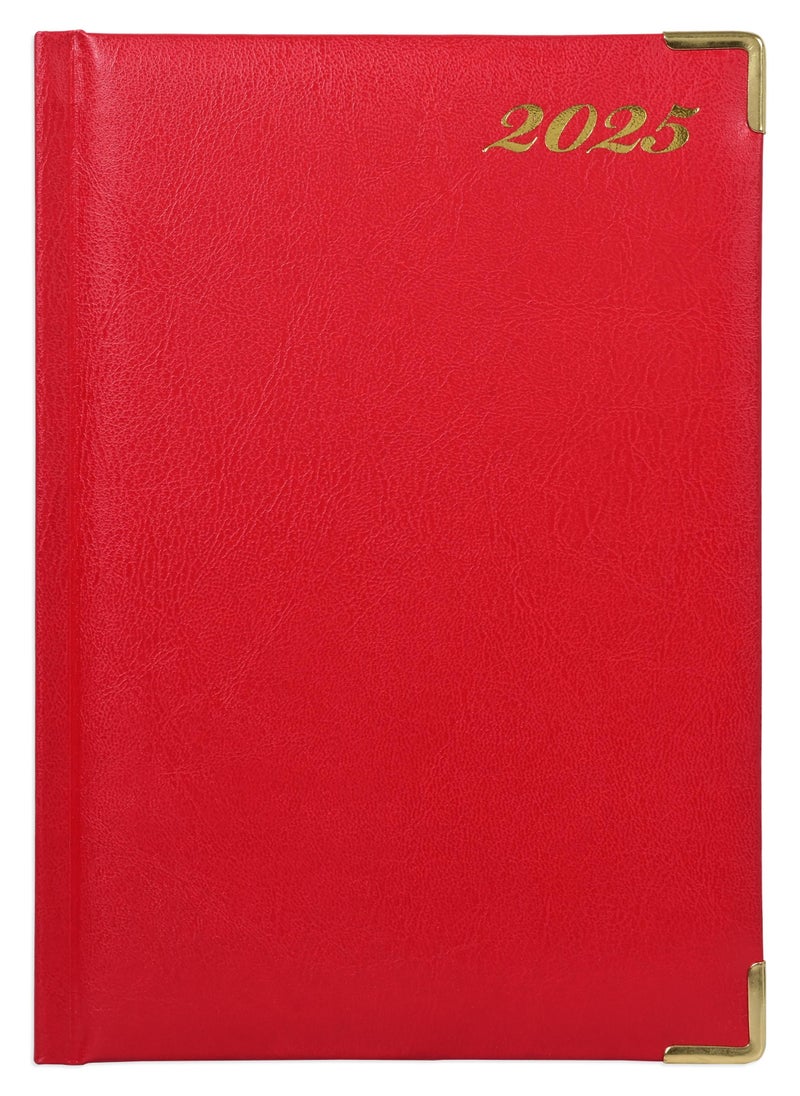 FIS Fis 2025 A5 Diary,Gold Corners,English Vinyl 1Side Padded Red -FSDI22E25RE  - Image 1