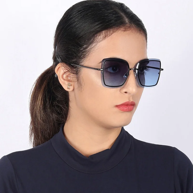Woggles Latest & Stylish UV Protected BlueX Black Square Sunglasses for Women