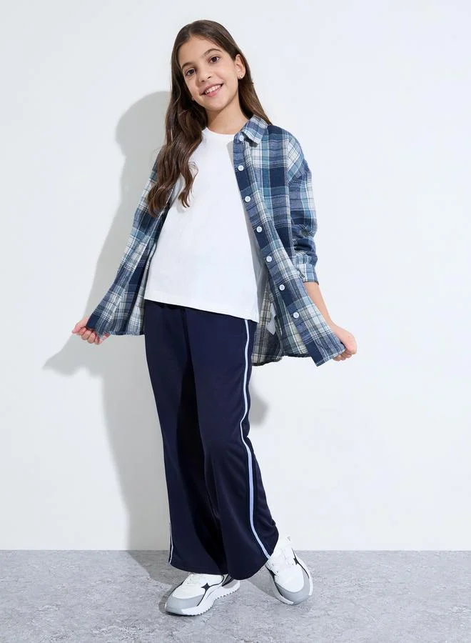 Styli Teen Girls Blue Checked Long Sleeves Oversized Shirt