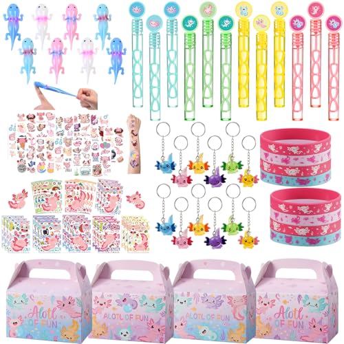 Vanblue Axolotl Party Favors Themed Birthday Party Decoration Goodie Bags Stuffers Pink Axolotl Birthday Supplies Gift for Kids Treat Gift Bags Stuffers Pinata Filler Classroom Rewards - Image 1