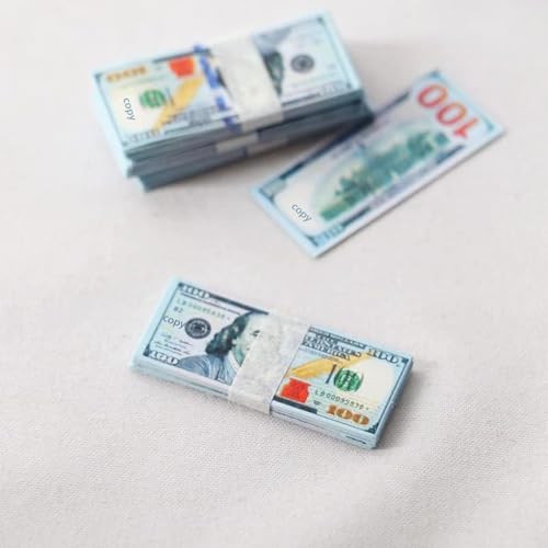SXFSE Dollhouse Decoration Accessories 112 Dollhouse Ornament 100 Pcs Mini Simulation Dollar Toy Banknote 100 - Image 1