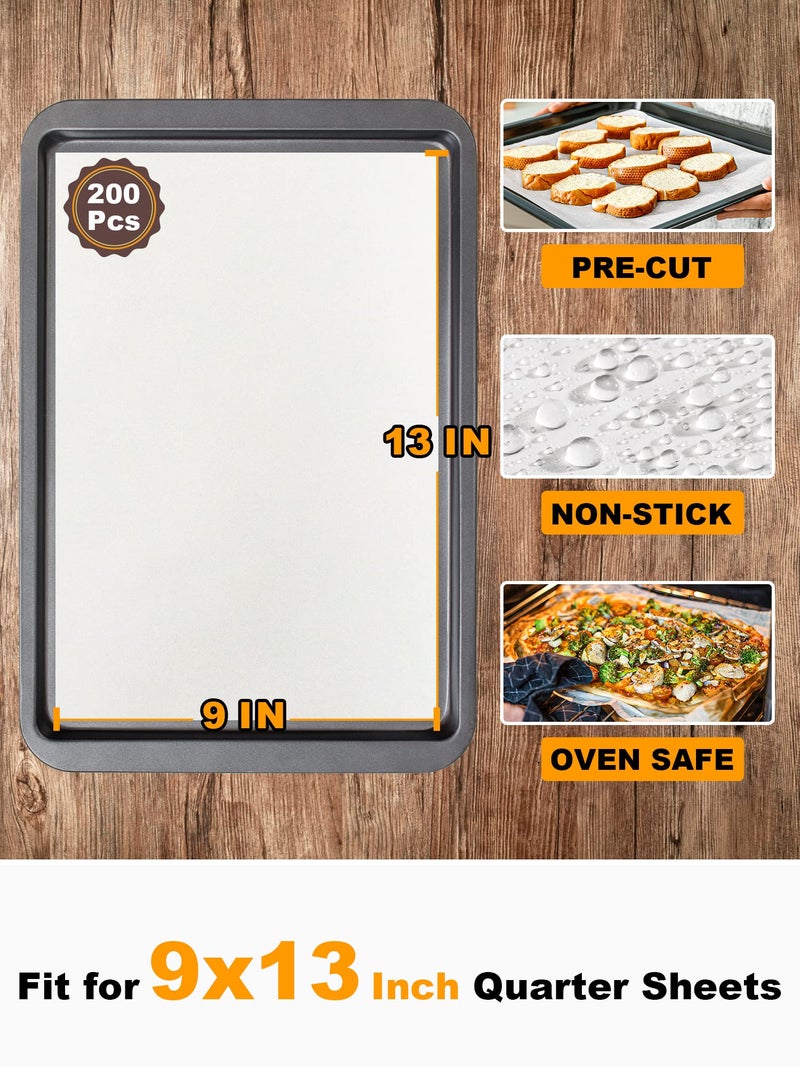 SMARTAKE 200 Pcs Parchment Paper Baking Sheets, 9x13 Inch Non-Stick Precut Baking Parchment, Suitable for Baking Grilling Air Fryer Steaming Bread Cup Cake Cookie and More (White) - Image 2