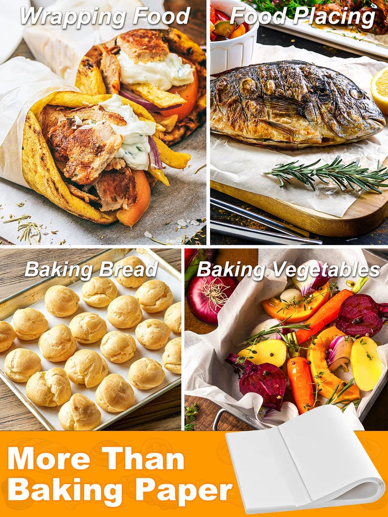 SMARTAKE 200 Pcs Parchment Paper Baking Sheets, 9x13 Inch Non-Stick Precut Baking Parchment, Suitable for Baking Grilling Air Fryer Steaming Bread Cup Cake Cookie and More (White) - Image 4