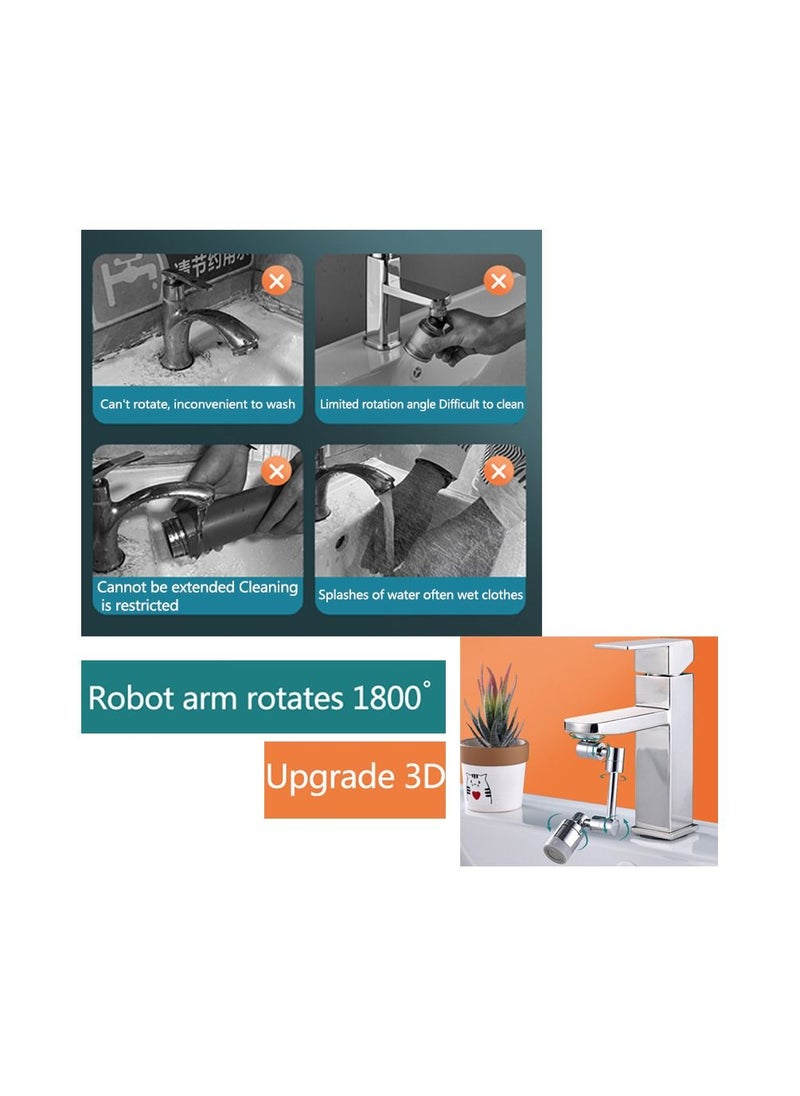 Generic - 1-Piece Robotic Arm 1800 Degree Rotating Universal Faucet, Double Adjustment Multi-function Faucet Extender, Splash-Proof Multi-Joint Faucet - Image 1