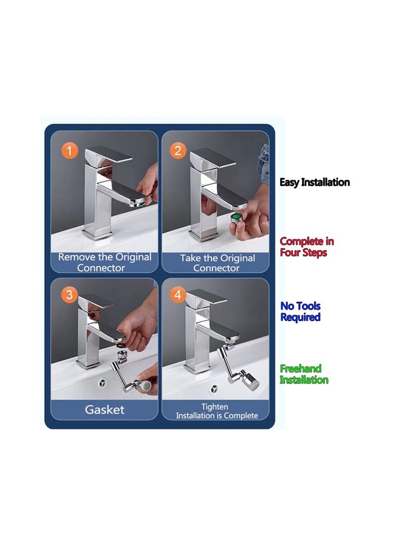 Generic - 1-Piece Robotic Arm 1800 Degree Rotating Universal Faucet, Double Adjustment Multi-function Faucet Extender, Splash-Proof Multi-Joint Faucet - Image 1