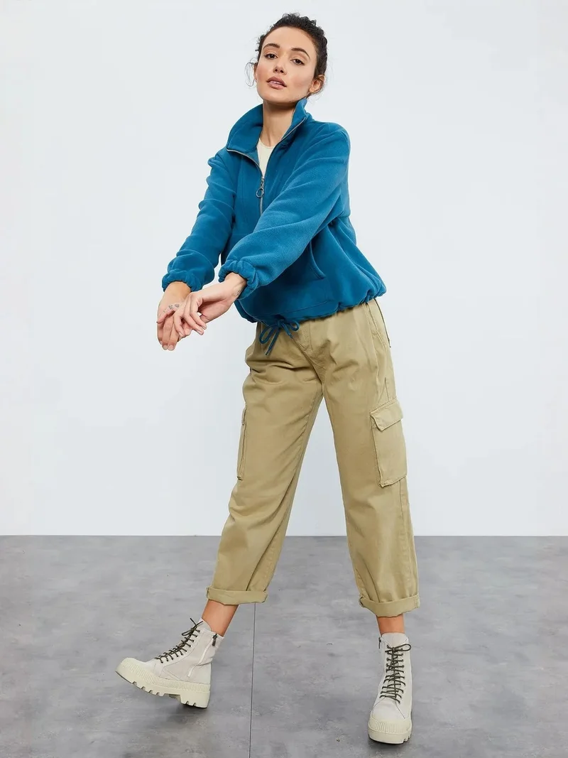 تومي لايف TOMMY Oversized Half-zip Plush Sweatshirt
