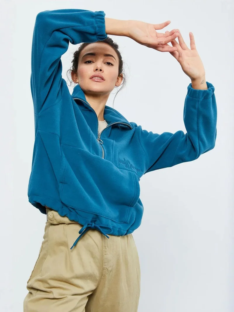 تومي لايف TOMMY Oversized Half-zip Plush Sweatshirt