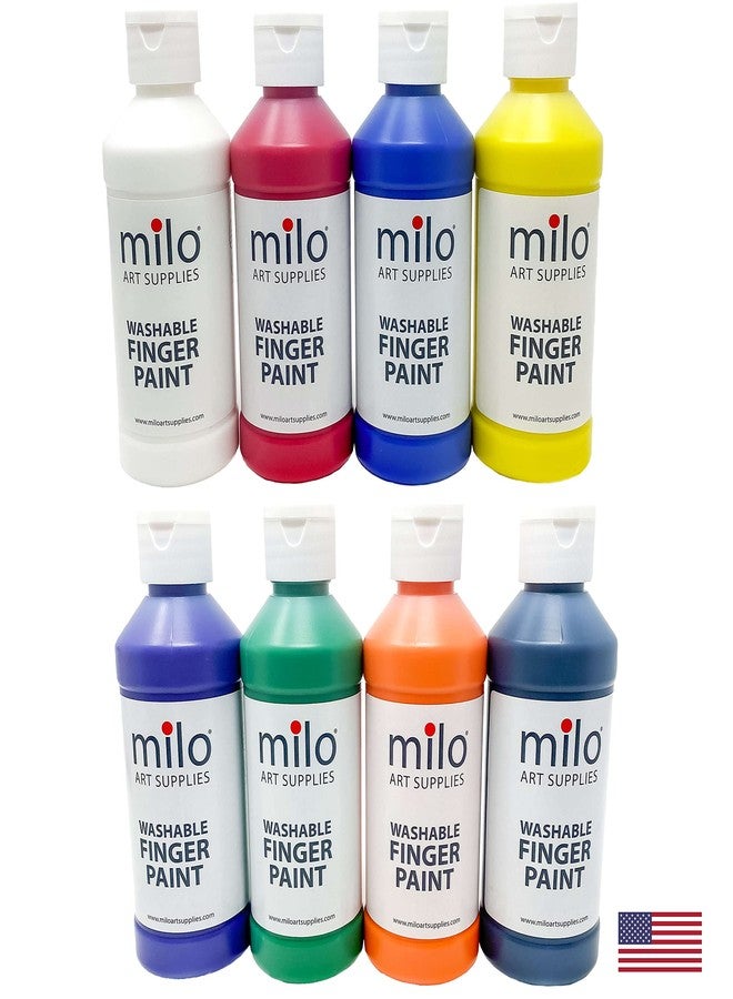 milo Kid's Washable Finger Paint Set of 8 Colors | 8 oz Bottles | Safe and Non-Toxic | Made in the USA | Art & Craft Paints for Kids, Toddlers, Pre School Supplies Painting Set for Children | Easy Pour and Squeeze Bottles - Image 5