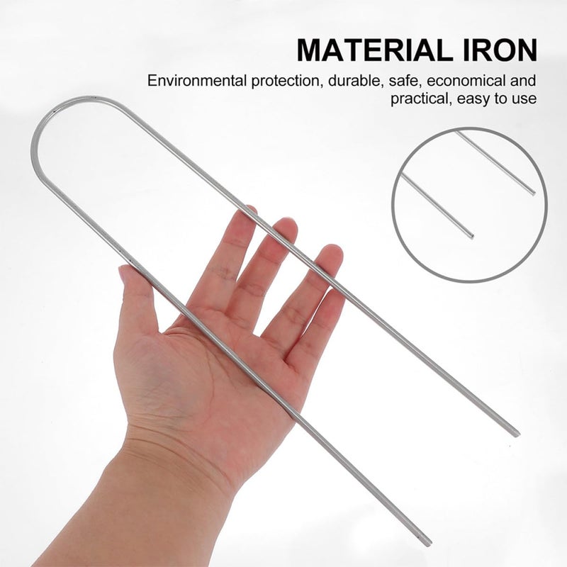Metal U Shaped Garden Stakes 8pcs 10 Inch Landscape Staples for Weed Barrier Fabric and Tent Pegs - Image 5