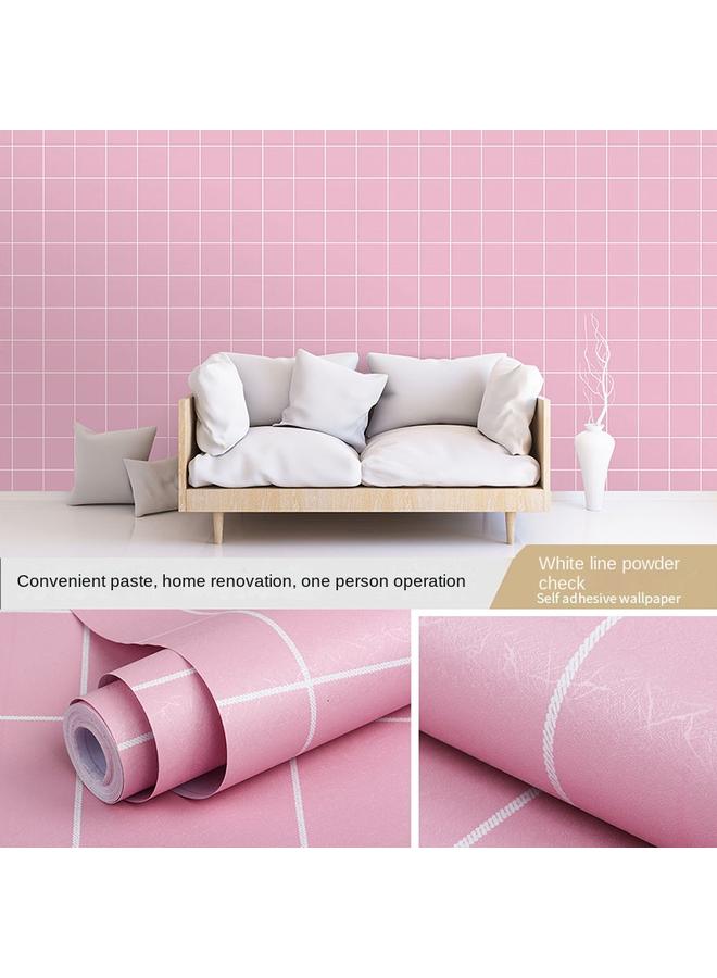 Bluejw Moisture-proof Self-adhesive Pvc Wallpaper Self-adhesive Bedroom Student Cartoon Plaid Wallpaper Cabinet Wardrobe Desktop Dormitory Sticker - Image 1