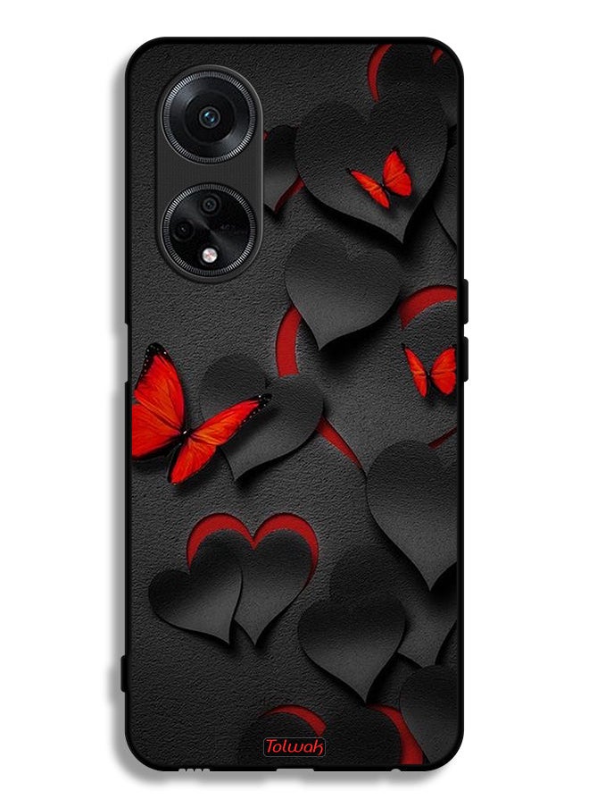 Tolwak غطاء حماية لهاتف Oppo A98 5G بنقشة قلوب وفراشات  - Image 1