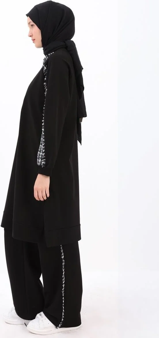 Allday Black-Tweed Garni Detailed Trouser Set