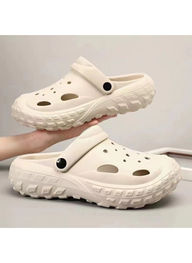 Renben Perforated Shoes, Uni Sandals, Casual Dual-use Beach Shoes, Closed-toe Slippers, Indoor And Outdoor Non-slip, 899, Sand Color, Size 36-37