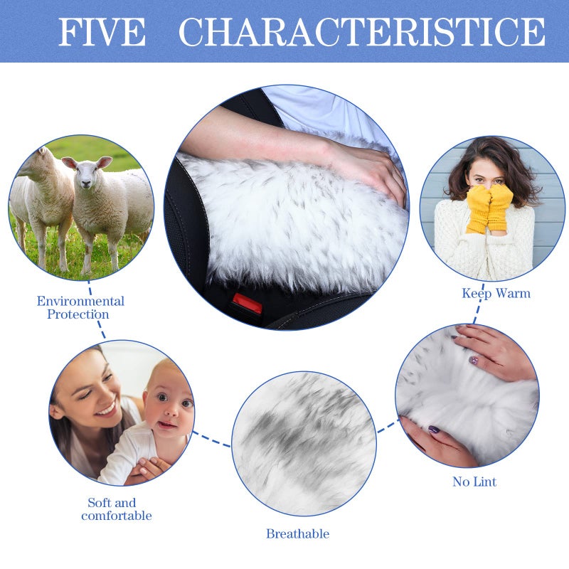 Frienda Furry Armrest Cover Auto Center Console Cover Car Soft Console Pad, Real Sheepskin Wool Soft Fluffy Auto Center Armrest Pad for Most Car Decoration Protector(Gray) - Image 5