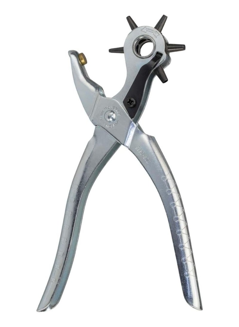 Leather Hole Punch Tool Set Heavy Duty 6 Size Revolving Leather Belt Hand Hole Puncher for Belts, Watch Bands, Straps, Dog Collars, Saddles, Shoes, Fabric, DIY Home or Craft Projects (9'', Silver)  - Image 4