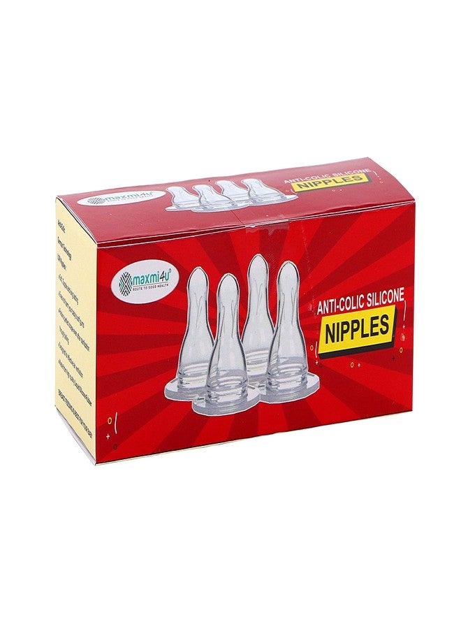 Maxmi4U® Silicone Soft Baby Nipples for Feeding Bottles (Medium, Pack of 4 Nipples) - Image 2