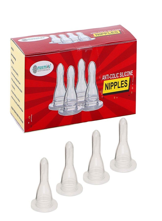 Maxmi4U® Silicone Soft Baby Nipples for Feeding Bottles (Medium, Pack of 4 Nipples) - Image 1