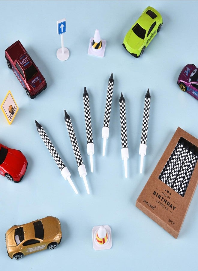 PHD CAKE 36 Pcs Racing Cars Themed Birthday Candles, Black and White Checkered Flag Candles, Kid's Party Decoration - Image 5