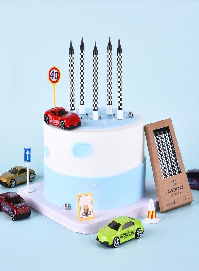 PHD CAKE 36 Pcs Racing Cars Themed Birthday Candles, Black and White Checkered Flag Candles, Kid's Party Decoration - Image 4