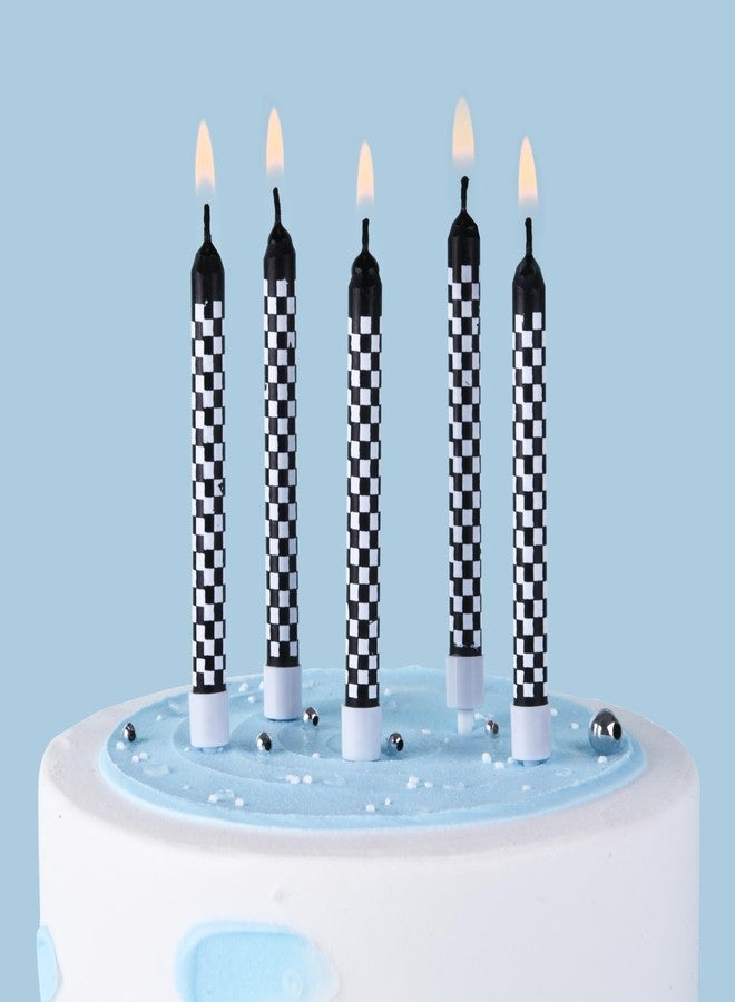 PHD CAKE 36 Pcs Racing Cars Themed Birthday Candles, Black and White Checkered Flag Candles, Kid's Party Decoration - Image 2