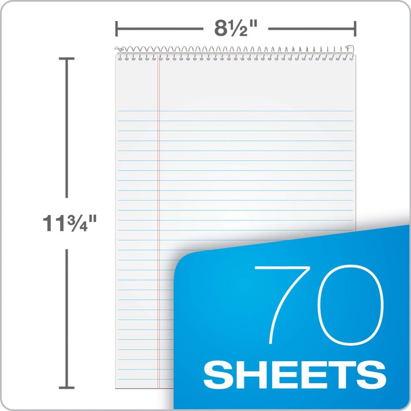 Tops Docket Wire-Bound Writing Pad, 8-1/2" x 11-3/4", Blue Heavy-Duty Cover, Extra-Strong Back, White Paper, Legal Rule, 70 Sheets (99614) - Image 2