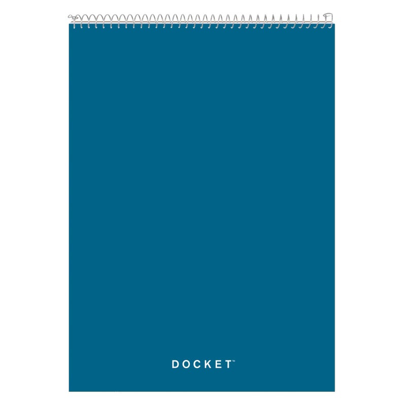 Tops Docket Wire-Bound Writing Pad, 8-1/2" x 11-3/4", Blue Heavy-Duty Cover, Extra-Strong Back, White Paper, Legal Rule, 70 Sheets (99614) - Image 1