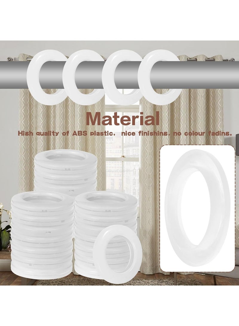 AL WADI FURNITURE AWF Al Wadi Furniture Pack of 90 White Curtain Grommets Round Plastic Curtain Eyelet Rings with nano-scale silencer ring, DIY Rings for Window Curtain, Shower Curtain, Locker Room Door Curtain  - Image 4