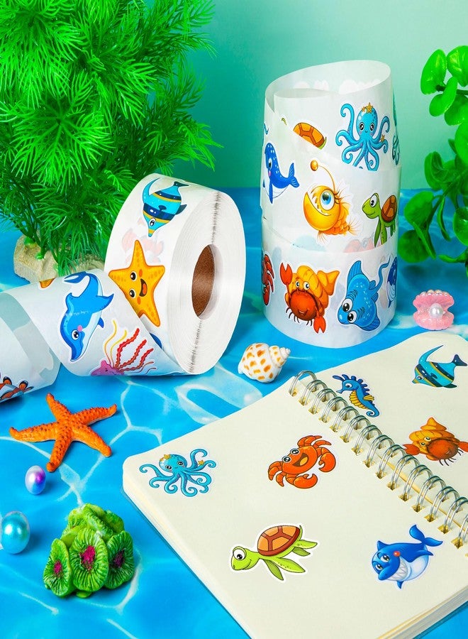 KFPPLXQ 1200 Pcs Ocean Animal Stickers Roll Sea Animal Stickers for Kids Cute Roll Sticker Cartoon Fish Sticker Deals Sea Creature Labels for Teacher Reward School Supplies Incentives (16 Styles) - Image 5