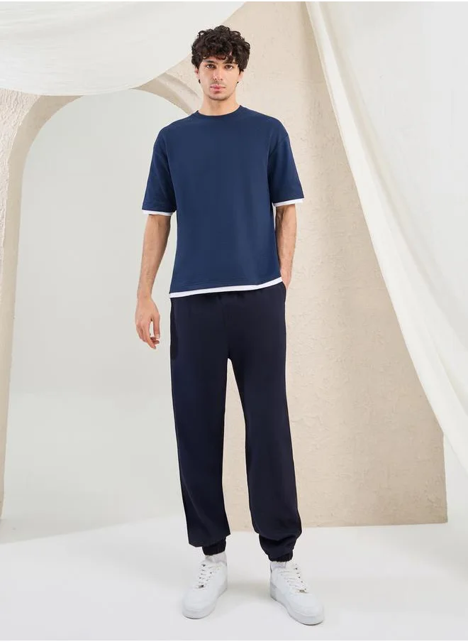 Styli Plain Contrast Detail Oversized T-Shirt