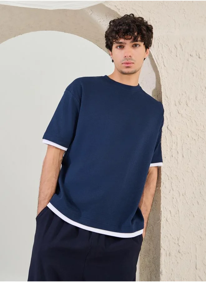Styli Styli Plain Contrast Detail Oversized T-Shirt