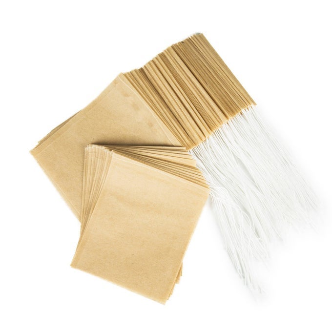 100PCS TEA FILTER BAGS DISPOSABLE TEA BAGS FOR LOOSE LEAF TEA DRAWSTRING EMPTY TEA INFUSER TEA STEEPER NATURAL UNBLEACHED WOOD PULP PAPER MATERIAL 1CUP CAPACITY315 X 394 INCH