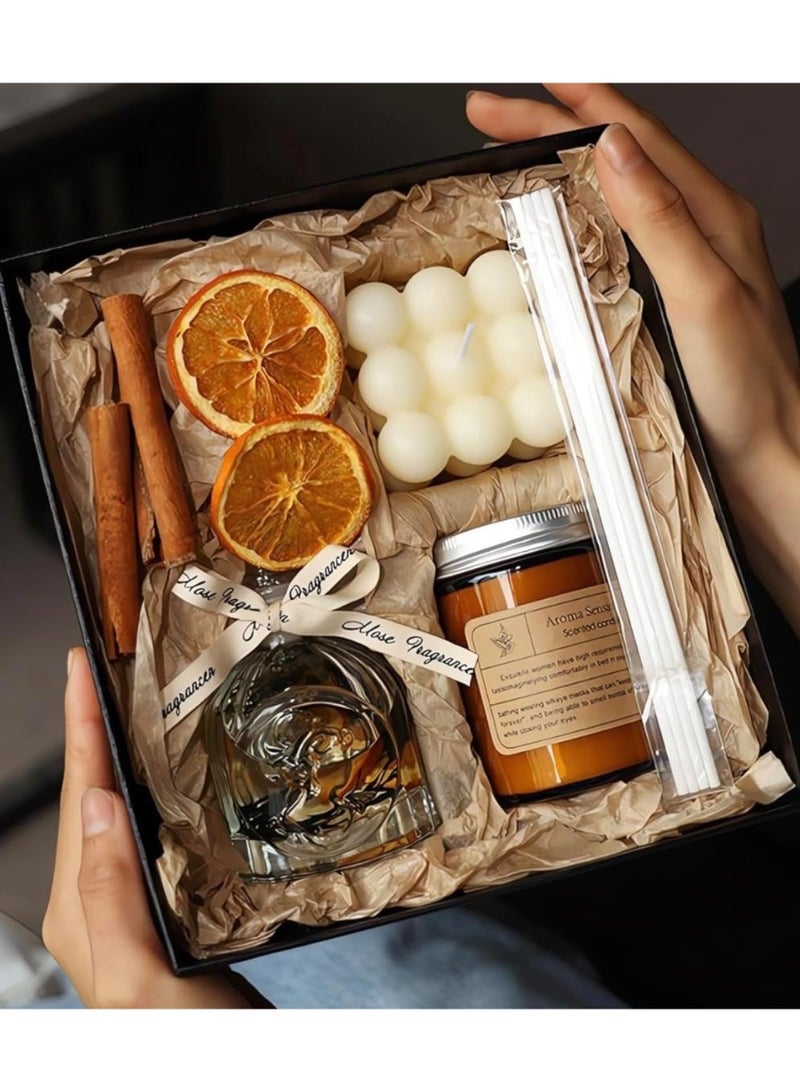 Relex Candles Gift Set. Scented Candle and Aroma Reed Diffuser Set, Aromatherapy, Candles for New Year, Housewarming, Birthday, Women and Men, Present for Mom, Dad, Lavender Candle (Lavender) - Image 1