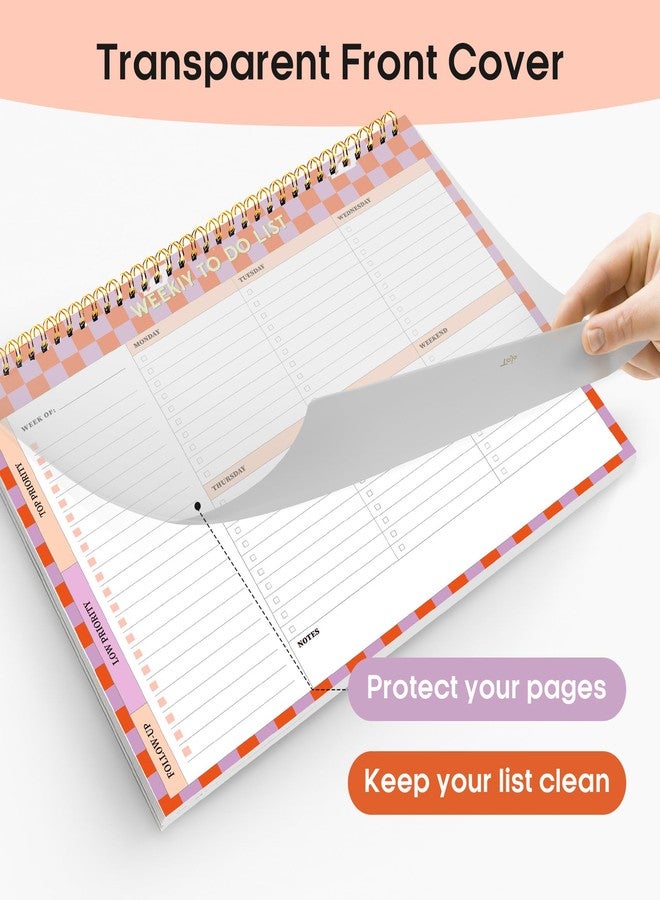 Taja Weekly To Do List Notepad-Weekly Desk Planner with 52 Undated Sheets (8.5"×11") for Work and Home Use, Perfect for Women & Man - Sunset Checkered - Image 4