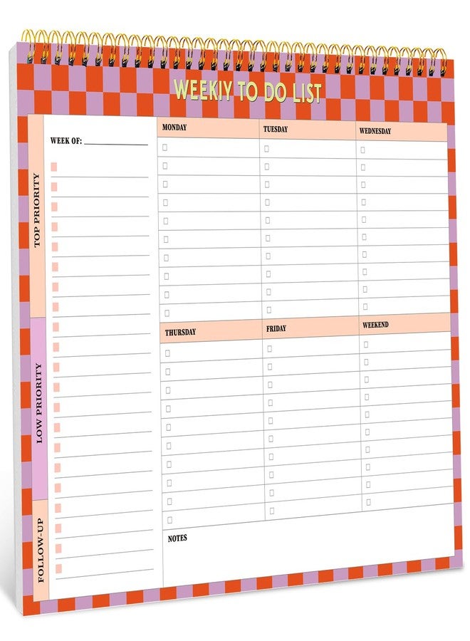 Taja Weekly To Do List Notepad-Weekly Desk Planner with 52 Undated Sheets (8.5"×11") for Work and Home Use, Perfect for Women & Man - Sunset Checkered - Image 1