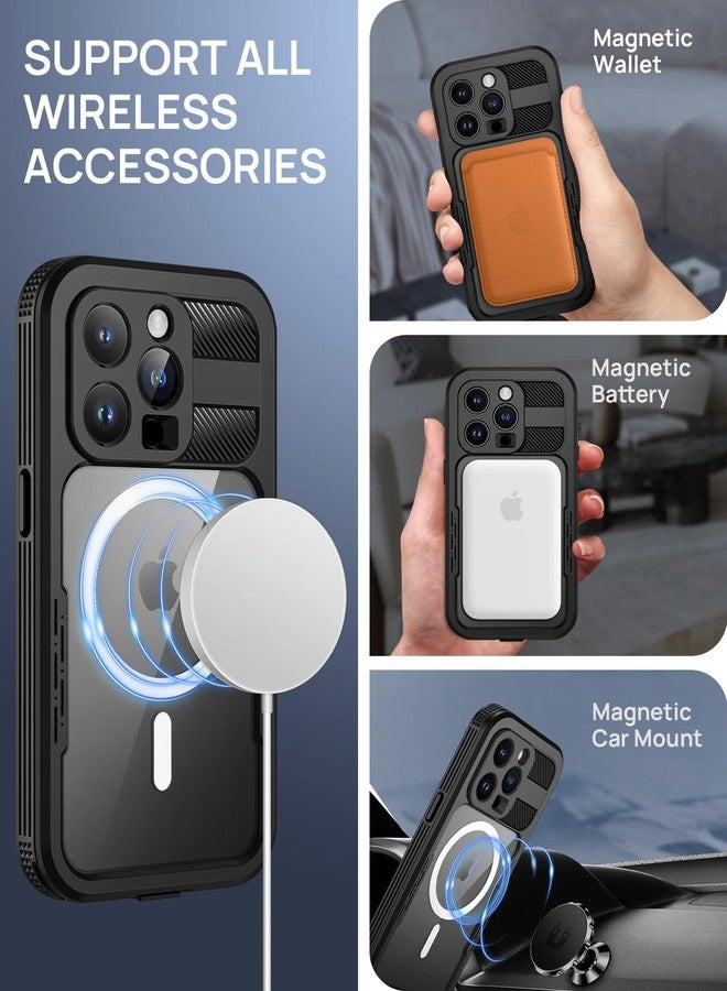 جراب Lanhiem المغناطيسي لهاتف iPhone 15 Pro، جراب مقاوم للماء والغبار بمعيار IP68، [متوافق مع Magsafe] [واقي شاشة مدمج] غطاء هاتف متين وعالي التحمل لكامل الجسم، 6.1 بوصة، أسود - Image 3